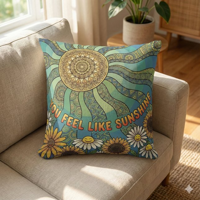 You Feel Like Sunshine Photo Throw Pillow Kussen (Empower someone special with this, "You feel like sunshine" photo pillow! )