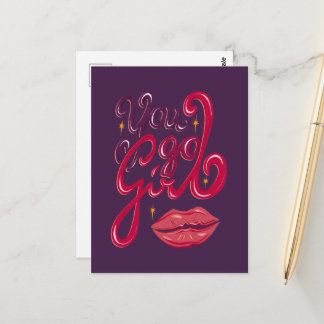 You Go Girl – Confidence Boost Quote Dark Purple Briefkaart