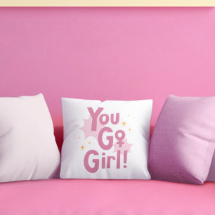 You Go Girl Inspirerende Roze Kussen