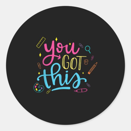 You Got This Motivational Testing Day Teacher Stud Ronde Sticker (Voorkant)