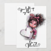 "You Light Up My Heart"  Cute Girl Valentine  Card Feestdagenkaart (Voorkant / Achterkant)