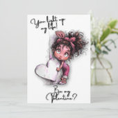 "You Light Up My Heart"  Cute Girl Valentine  Card Feestdagenkaart (Staand voorkant)