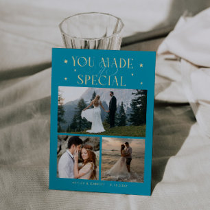You Made It Special Trouwfoto Aqua Blauw Bedankkaart