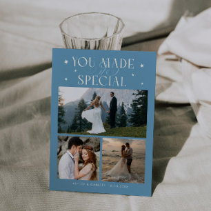 You Made It Special Trouwfoto Denimblauw Bedankkaart