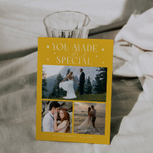 You Made It Special Trouwfoto Geel Bedankkaart