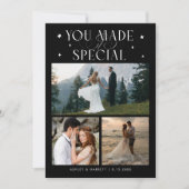 You Made It Special Wedding Photo Black Bedankkaart (Voorkant)