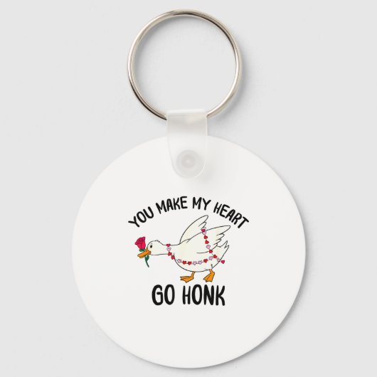 You Make My Heart Go Honk Funny Goose Valentine Sa Sleutelhanger (Voorkant)