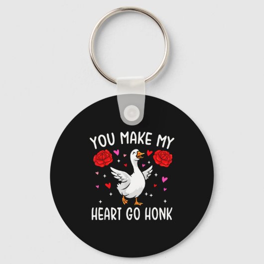 You Make My Heart Go Honk Valentine Goose  Sleutelhanger (Voorkant)