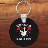 You Make My Heart Go Honk Valentine Goose  Sleutelhanger (Voorkant)