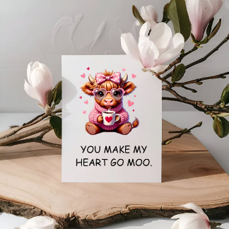 You Make My Heart Go Moo Funny Valentines  Day Kaart