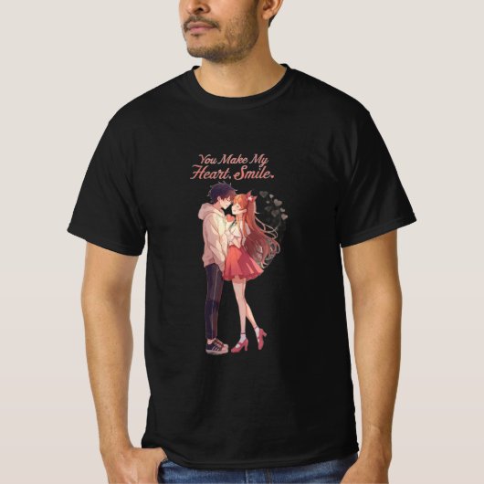 You Make My Heart Smile Anime Couple T-Shirt (Voorkant)