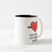 "YOU MAKE MY HEART SMILE" Cute Graphic Mug Tweekleurige Koffiemok (Voorkant rechts)