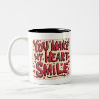 You Make My Heart Smile - Schattigee Valentijnse M Tweekleurige Koffiemok
