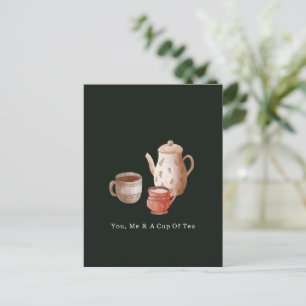 You, Me And A Cup Of Tea Quote And Illustration Briefkaart