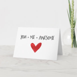 You + Me = Awesome   Love Note Feestdagen Kaart