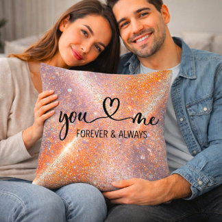 You Me Forever and Always Glitter Romantic Kussen
