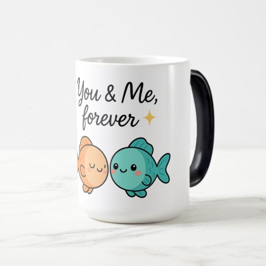 You & Me Forever Schattige Fish Couple Design Magische Mok (Voorkant rechts)