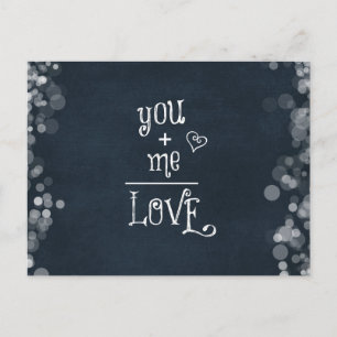 You Plus Me staat gelijk aan Love Quote op schoolb Briefkaart
