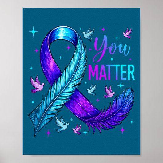 You Ribbon Bird Suicide Prevention Awareness  Poster (Voorkant)
