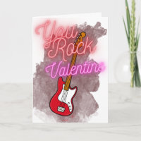 You Rock Bass Guitare Carte Saint Valentin