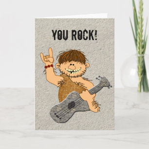 You Rock Funny Caveman Gitaarspeler Kaart Blank