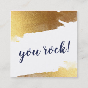 YOU ROCK modern luxe handgeschreven script goud na Vierkante Visitekaartje