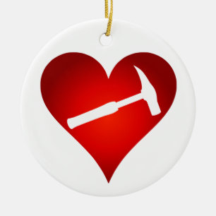 You Rock My World: Rock Hammer Heart Keramisch Ornament