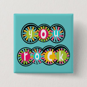 You Rock Vierkante Button 5,1 Cm