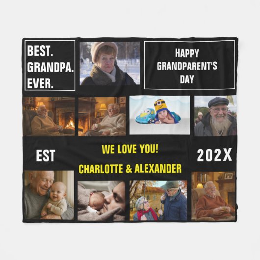 You said: Best Grandpa Ever Photo Collage Fleece Deken (Voorkant (Horizontaal))