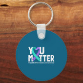 You Suicide Prevention Awareness Teal & Purple Sleutelhanger (Voorkant)