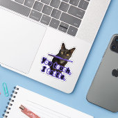 You Touch, I Tattle – Funny Flair Pen Cat Sticker (Laptop met iPhone)