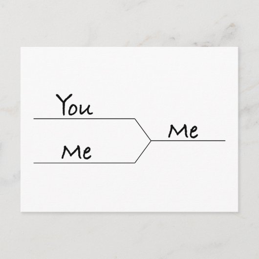 "You Vs. Me" Maart-snuffel Briefkaart (Voorkant)