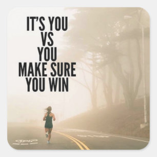 YOU vs YOU - Women's Workout Motivatie Vierkante Sticker