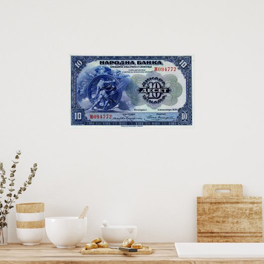 Yougoslavie 10 Dinara Progrès Vignette Poster (Cuisine)