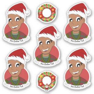 Young African American man Kerstmis cartoon Sticker