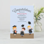 Young Boy Afstuderen Afstuderen Uitnodiging (Staand voorkant)