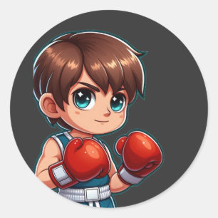 Young Boy Boxing Ronde Sticker