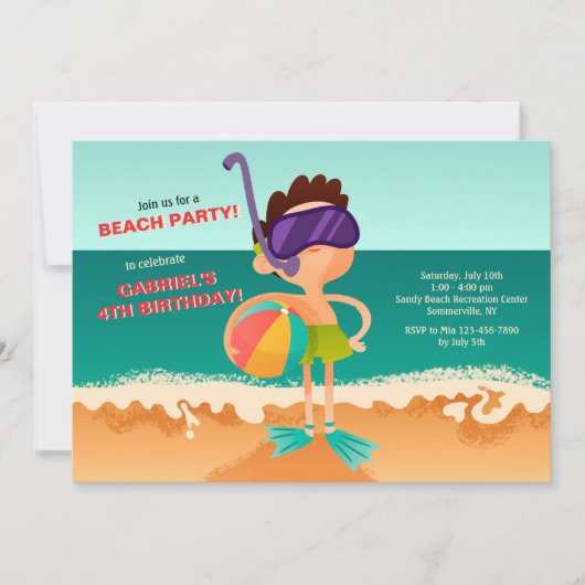 Young Boy on the Beach Invitation (Devant)