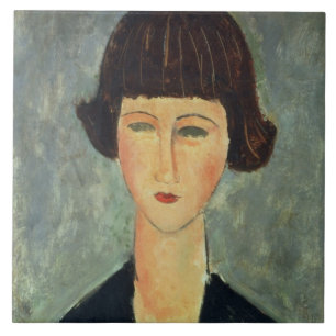 Young Brunette, 1917 (olie op doek) Tegeltje