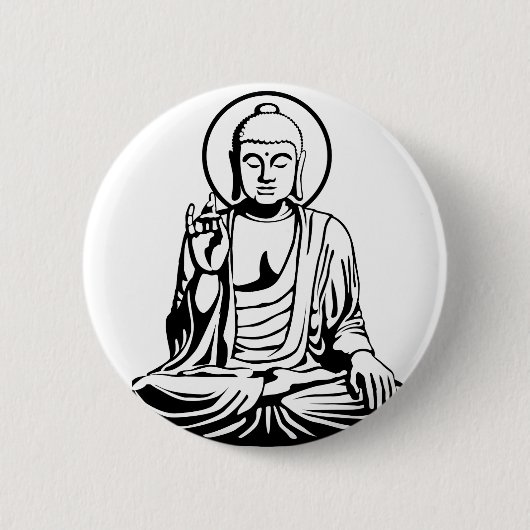 Young Buddha No.1 (black) Ronde Button 5,7 Cm (Voorkant)