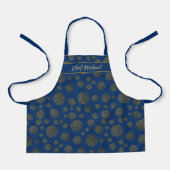 Young Chef's Personalized Snowflakes on Navy Blue Schort (Voorkant)