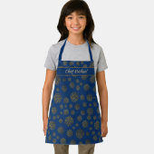 Young Chef's Personalized Snowflakes on Navy Blue Schort (Insitu)