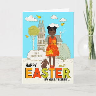 Young Child African American Girl Easter Kaart