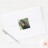 Young Chimpansee (Pan troglodytes) Vierkante Sticker (Envelop)