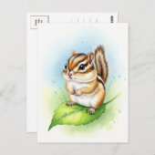 Young Chipmunk Baby Wild Animals Briefkaart (Voorkant / Achterkant)