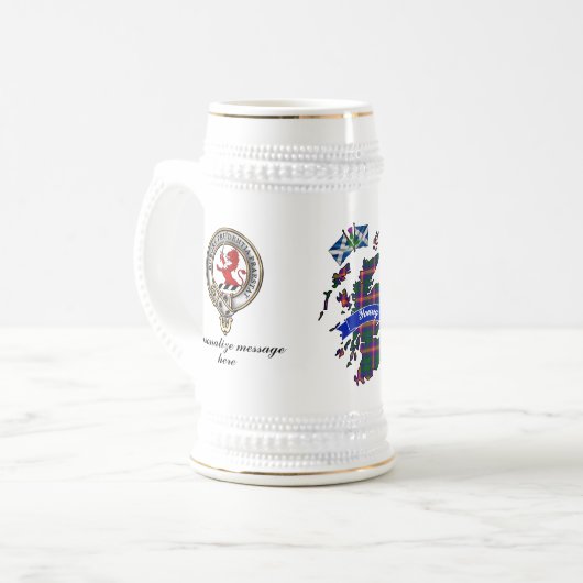 Young Clan Badge & Tartan Celebration Beer Stein Bierpul (Voorkant links)