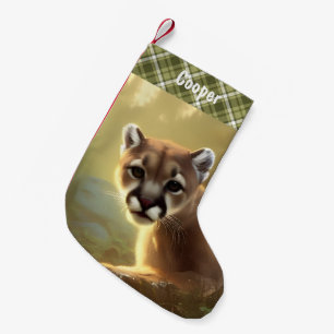 Young Cougar Wildlife Portrait Personalized Kleine Kerstsok