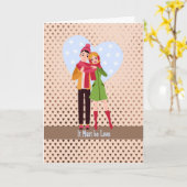 Young Couple met hartachtergrond, Romance Kaart (Gele Bloem)