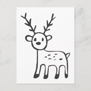 Young Deer in Black en White Sketch Briefkaart