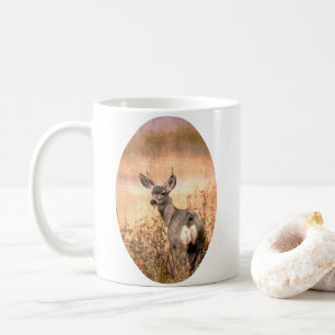 Young Deer in Wildbloemen met Grungy Texture Art Koffiemok